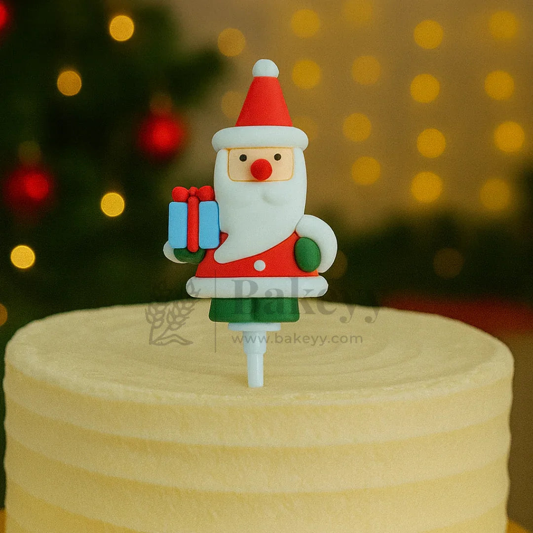Santa Claus with Blue Gift Cake Topper | Christmas Miniature Figurines | Christmas Decor | Pack of 10 - Bakeyy.com - India - Santa Claus with Blue Gift Cake Topper | Christmas Miniature Figurines | Christmas Decor | Pack of 10 - Default Title