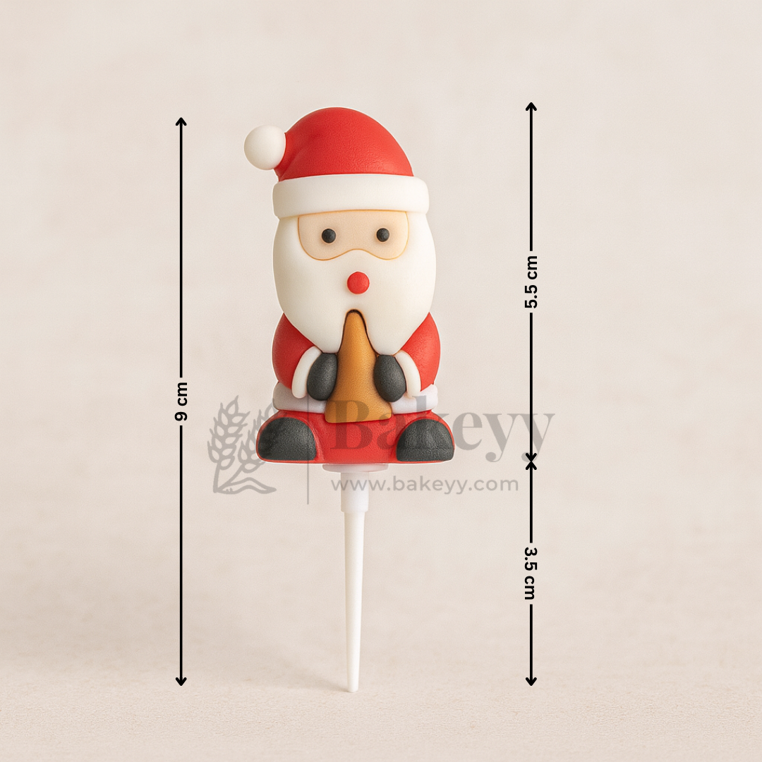 Santa Claus with Golden Bell Cake Topper | Christmas Miniature Figurines | Christmas Decor | Pack of 10