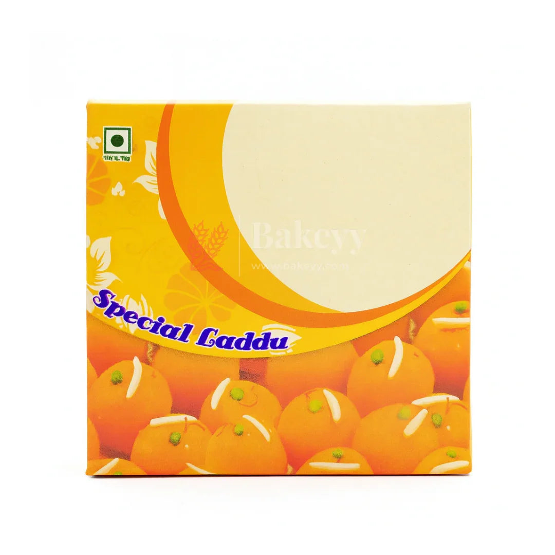 9x9x4 cm | 4 Ladoo sweet box | Premium grey back | Ladoo print | Pack of 100