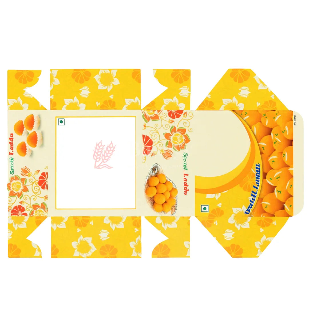 9x9x4 cm | 4 Ladoo sweet box | Premium grey back | Ladoo print | Pack of 100