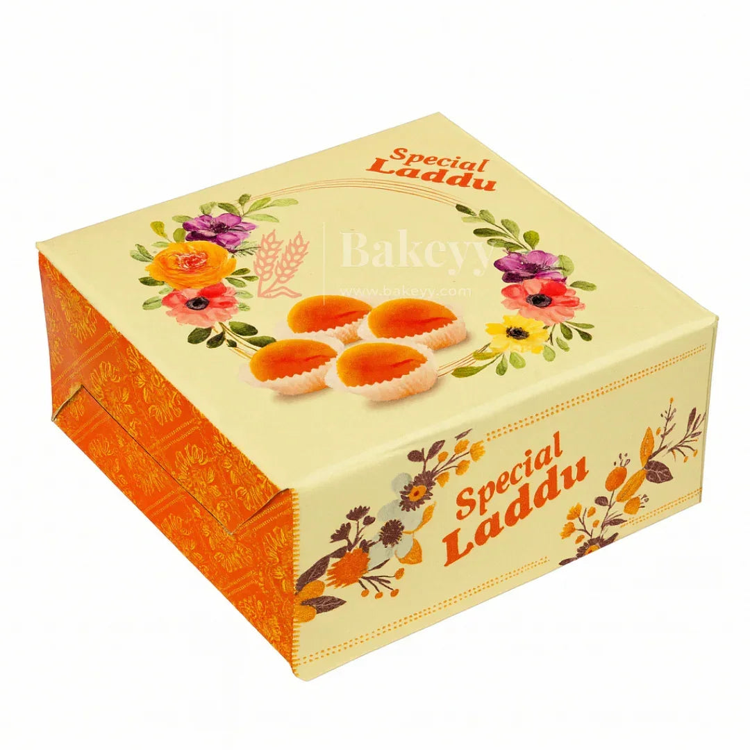 9x9x4 cm | 4 Ladoo sweet box | Premium grey back | Pack of 100 - Bakeyy.com - India - 9x9x4 cm | 4 Ladoo sweet box | Premium grey back | Pack of 100 - Default Title