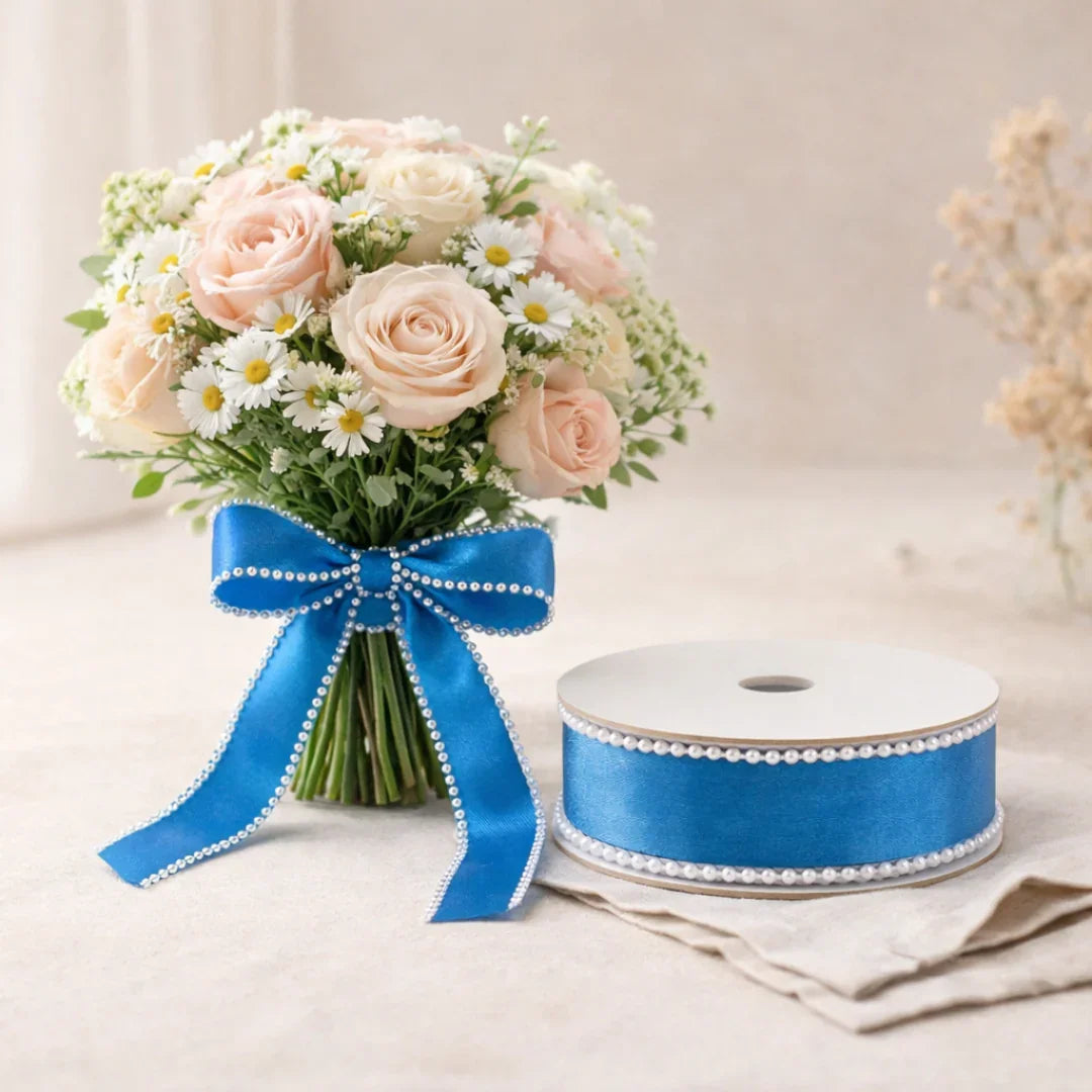 9mtr_Net_Ribbon_with_Double_Pearl_Edge_Ribbon_Roll_Decorative_Gift_Wrapping_Ribbon_Pack_of_1_3 - Bakeyy.com