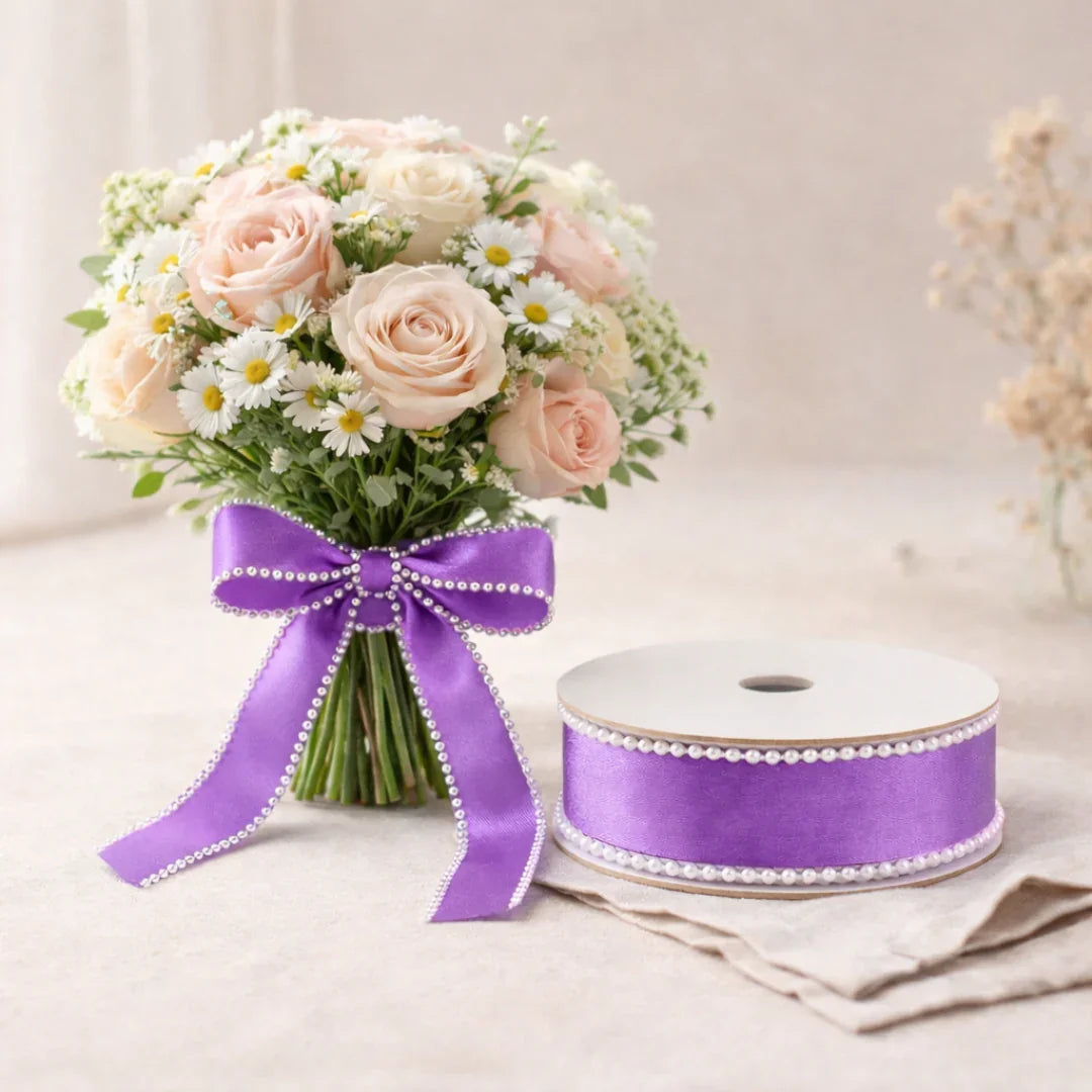 9mtr_Net_Ribbon_with_Double_Pearl_Edge_Ribbon_Roll_Decorative_Gift_Wrapping_Ribbon_Pack_of_1_4 - Bakeyy.com
