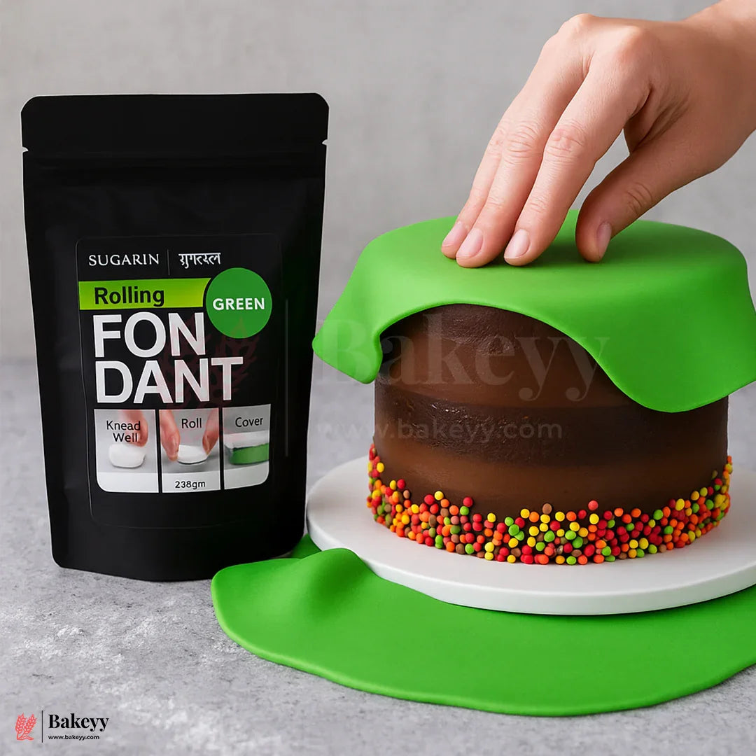 Sugarin Rolling Fondant – Green | 225gm | Ready-to-Use for Cake Covering & Decoration