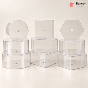 Acrylic Spacer | Cake Separator Stand | Round, Square & Hexagon | 3 Sizes | Pack of 1