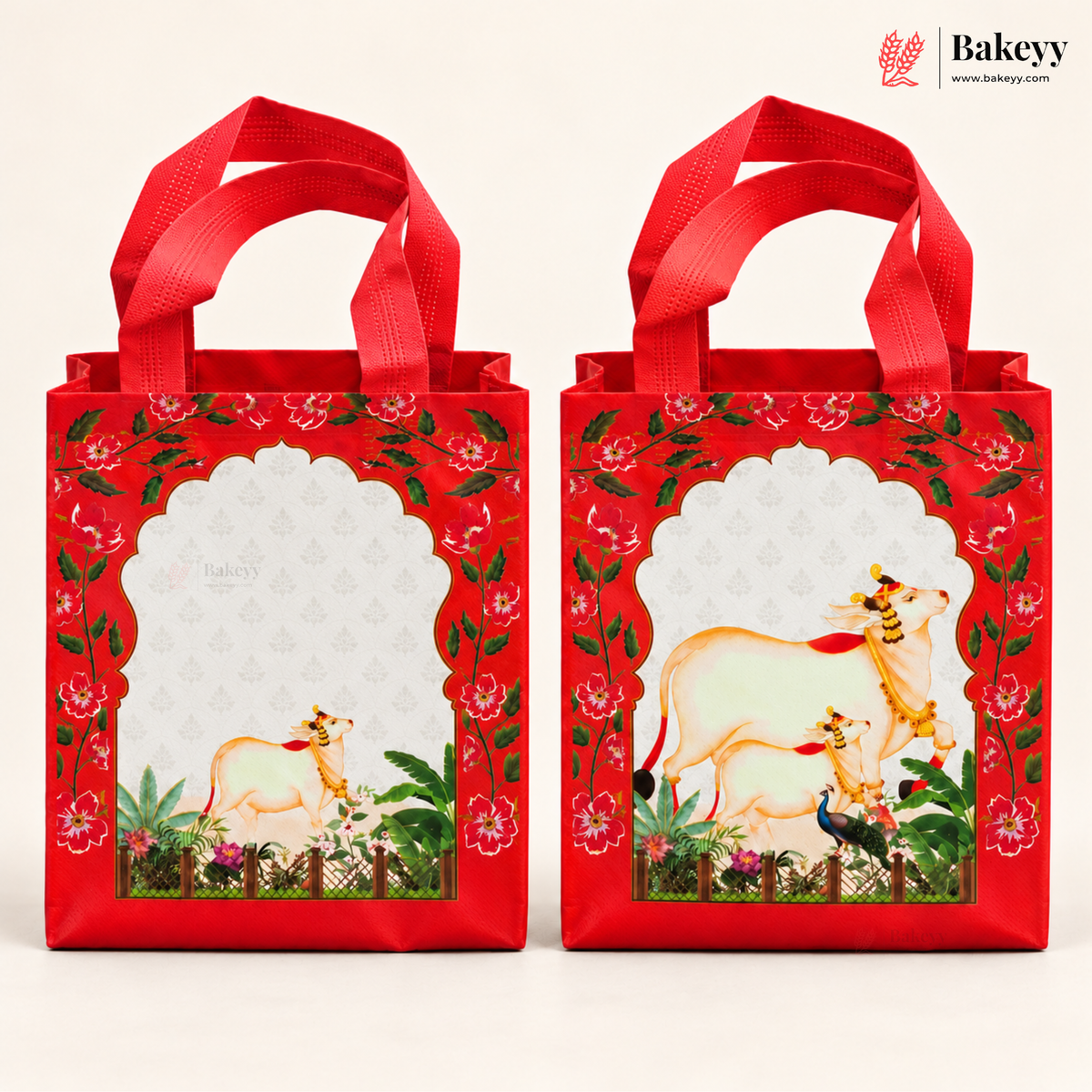 Traditional Printed Non-Woven Gift Bag with Handle | 2 Designs | Multiple Colours | Pack of 25