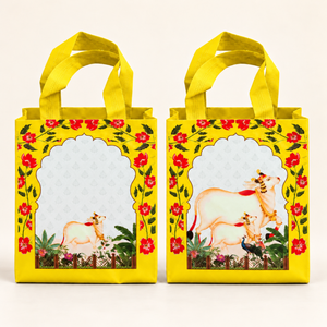 Traditional Printed Non-Woven Gift Bag with Handle | 2 Designs | Multiple Colours | Pack of 25