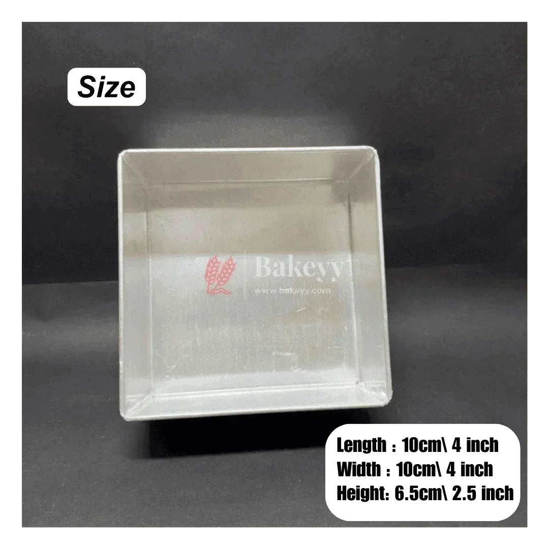 4 inch Aluminum Square Cake Pan Mould Tin - Bakeyy.com - India - 4 inch Aluminum Square Cake Pan Mould Tin - Default Title