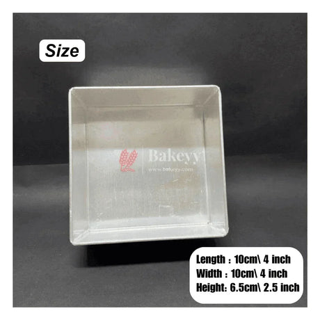 4 inch Aluminum Square Cake Pan Mould Tin - Bakeyy.com - India - 4 inch Aluminum Square Cake Pan Mould Tin - Default Title