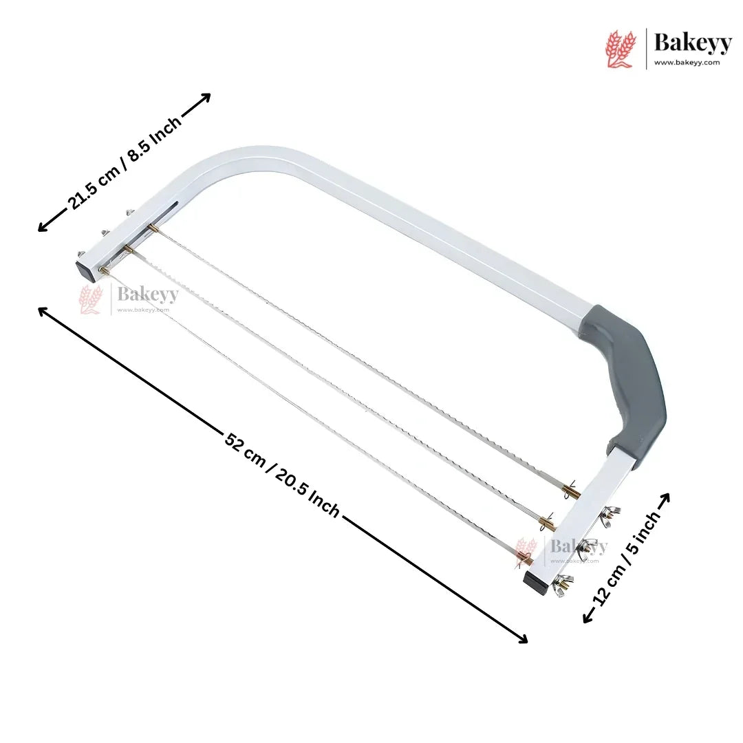 Hacksaw with measurements and Bakeyy branding on a white background