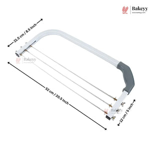 Hacksaw with measurements and Bakeyy branding on a white background