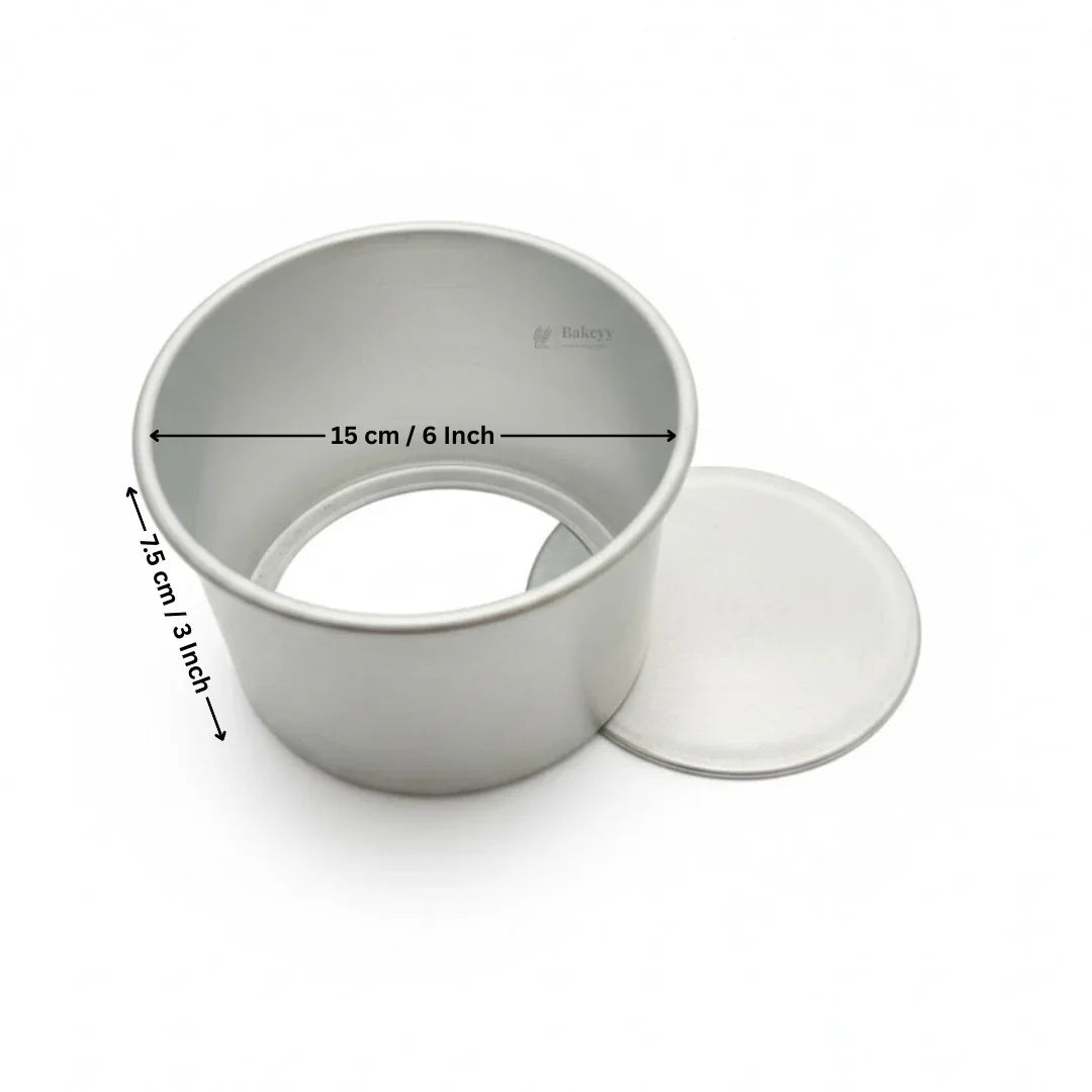 Aluminium Detachable Bottom Cake Mould | Round Baking Pan | 3 Inch Height | Multiple Sizes Available | Pack of 1