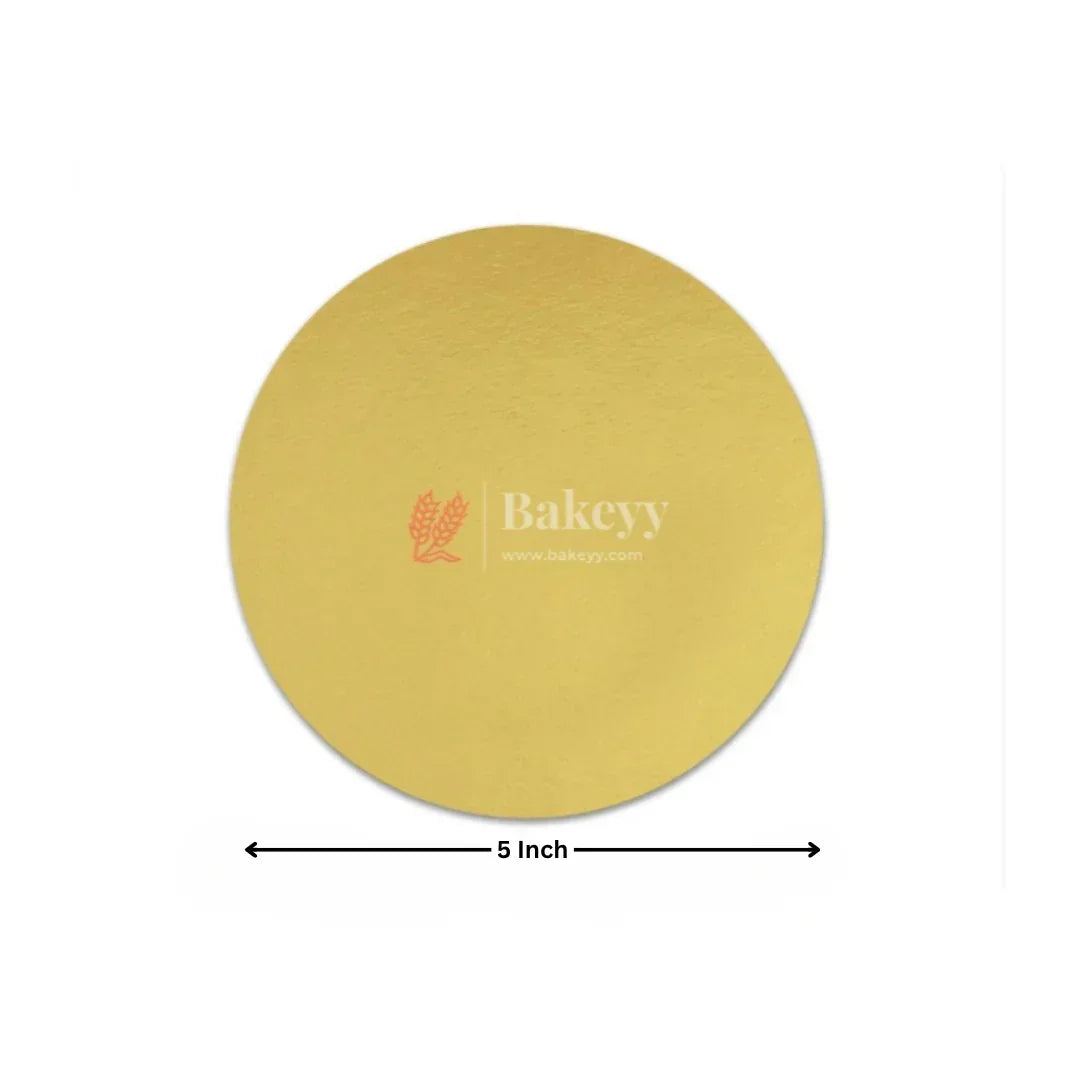 Round Gold Cake Base | Cake Board | Display Board for Cakes - Bakeyy.com - India - Round Gold Cake Base | Cake Board | Display Board for Cakes - 5 Inch | Pack of 50