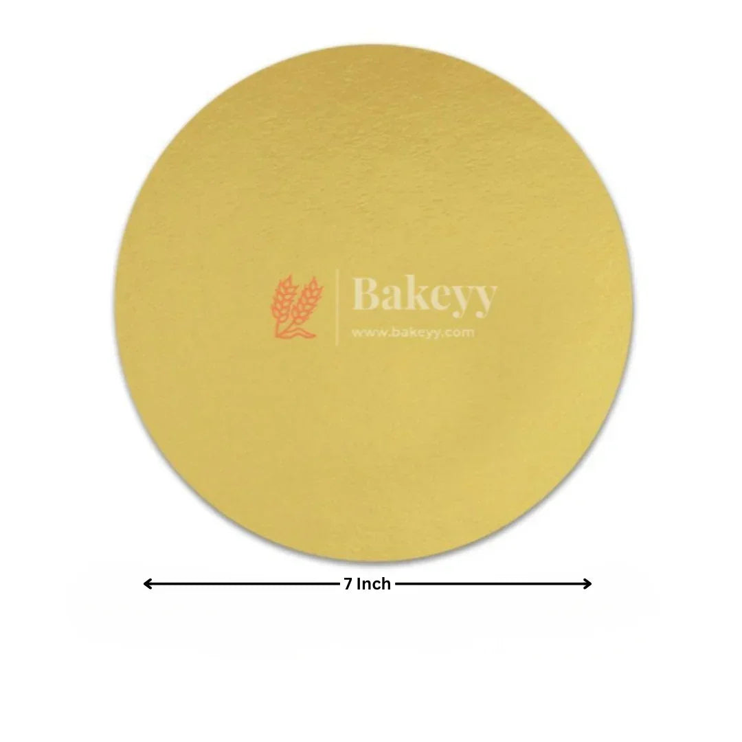Round Gold Cake Base | Cake Board | Display Board for Cakes - Bakeyy.com - India - Round Gold Cake Base | Cake Board | Display Board for Cakes - 7 Inch | Pack of 25