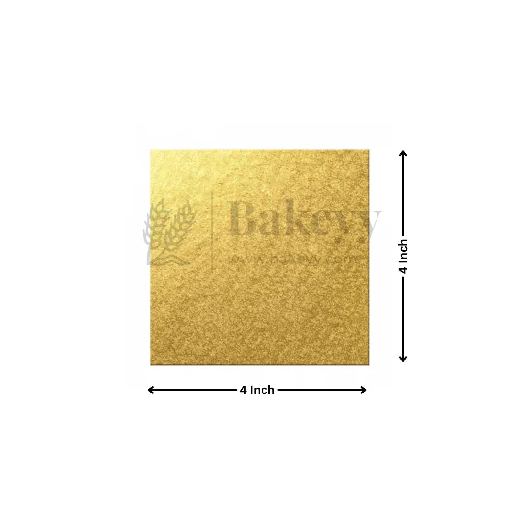 Square Gold Cake Base | Cake Board | Display Board for Cakes - Bakeyy.com - India - Square Gold Cake Base | Cake Board | Display Board for Cakes - 4 Inch | Pack of 100