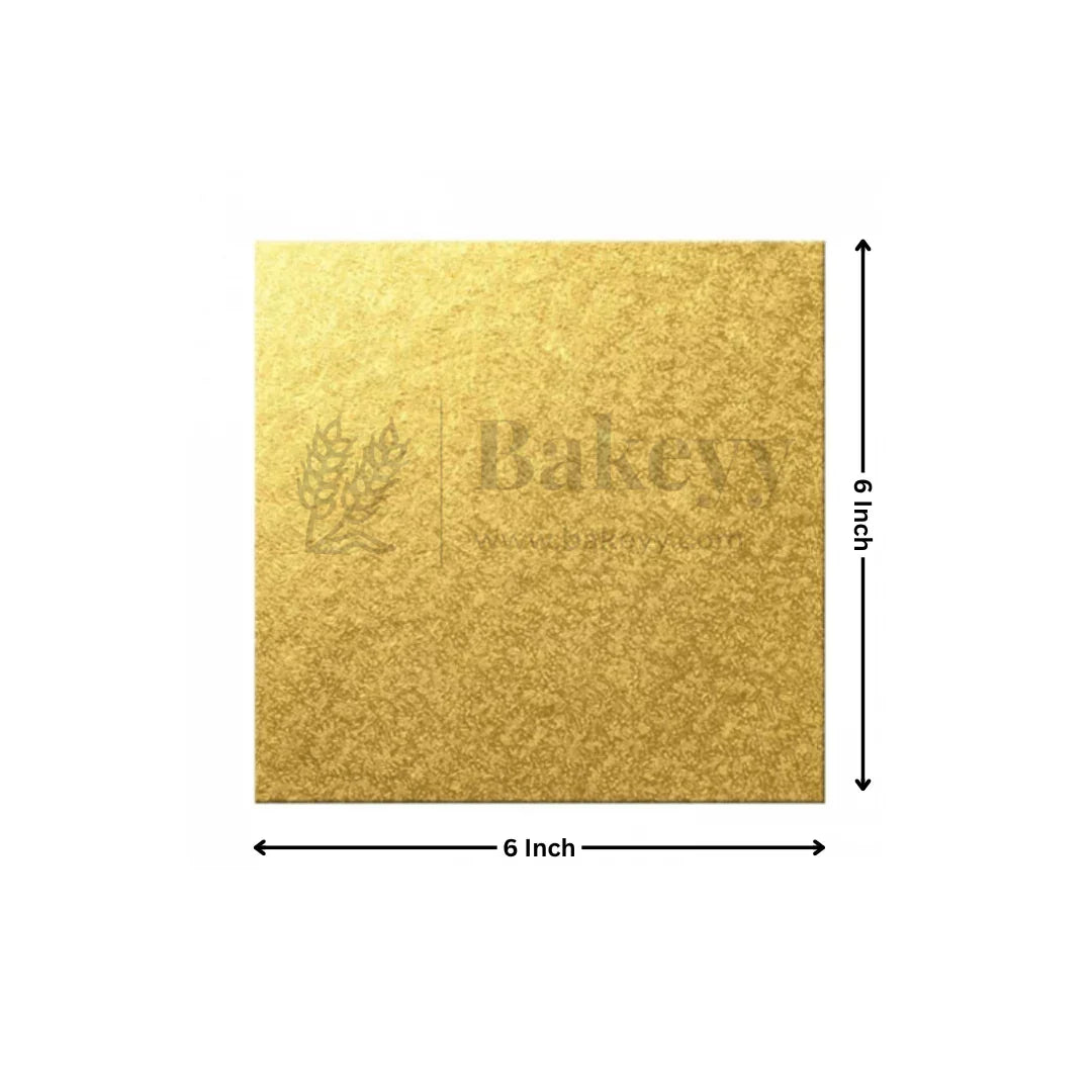 Square Gold Cake Base | Cake Board | Display Board for Cakes - Bakeyy.com - India - Square Gold Cake Base | Cake Board | Display Board for Cakes - 6 Inch | Pack of 50