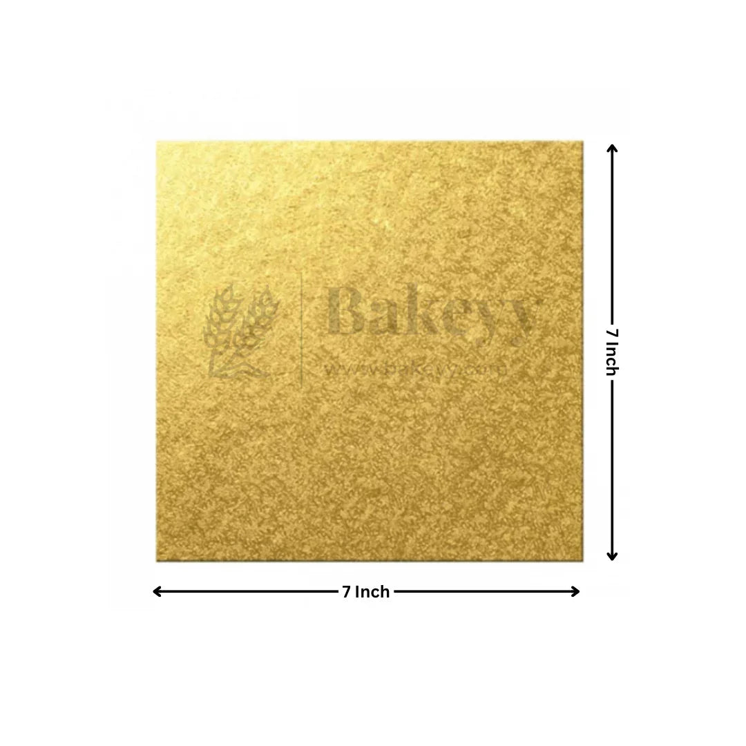 Square Gold Cake Base | Cake Board | Display Board for Cakes - Bakeyy.com - India - Square Gold Cake Base | Cake Board | Display Board for Cakes - 7 Inch | Pack of 25