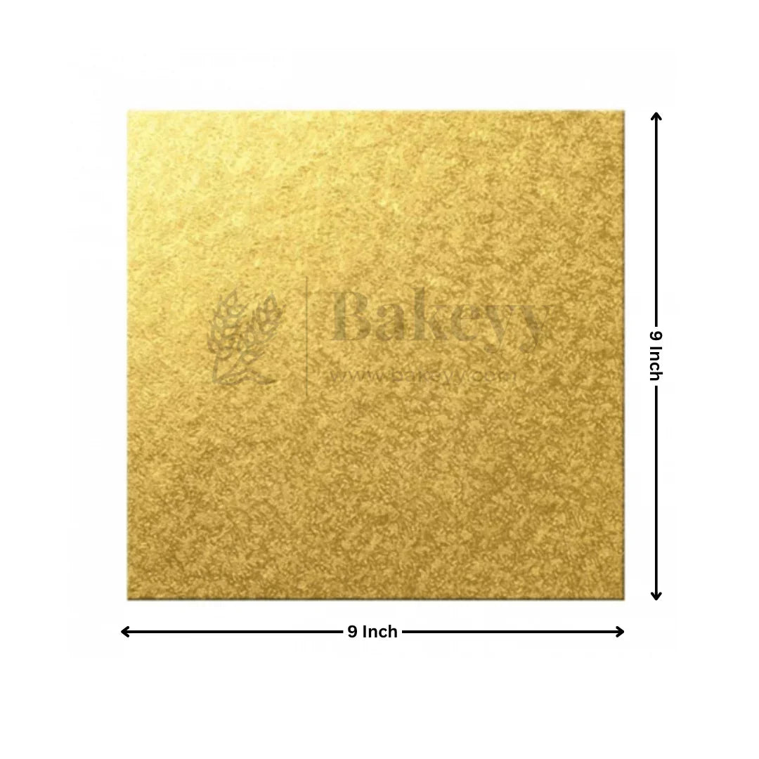 Square Gold Cake Base | Cake Board | Display Board for Cakes - Bakeyy.com - India - Square Gold Cake Base | Cake Board | Display Board for Cakes - 9 Inch | Pack of 25