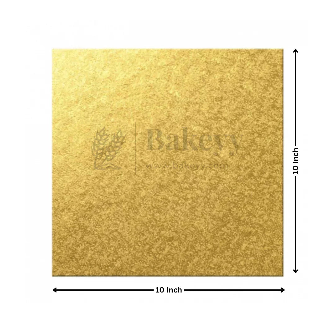 Square Gold Cake Base | Cake Board | Display Board for Cakes - Bakeyy.com - India - Square Gold Cake Base | Cake Board | Display Board for Cakes - 10 Inch | Pack of 25