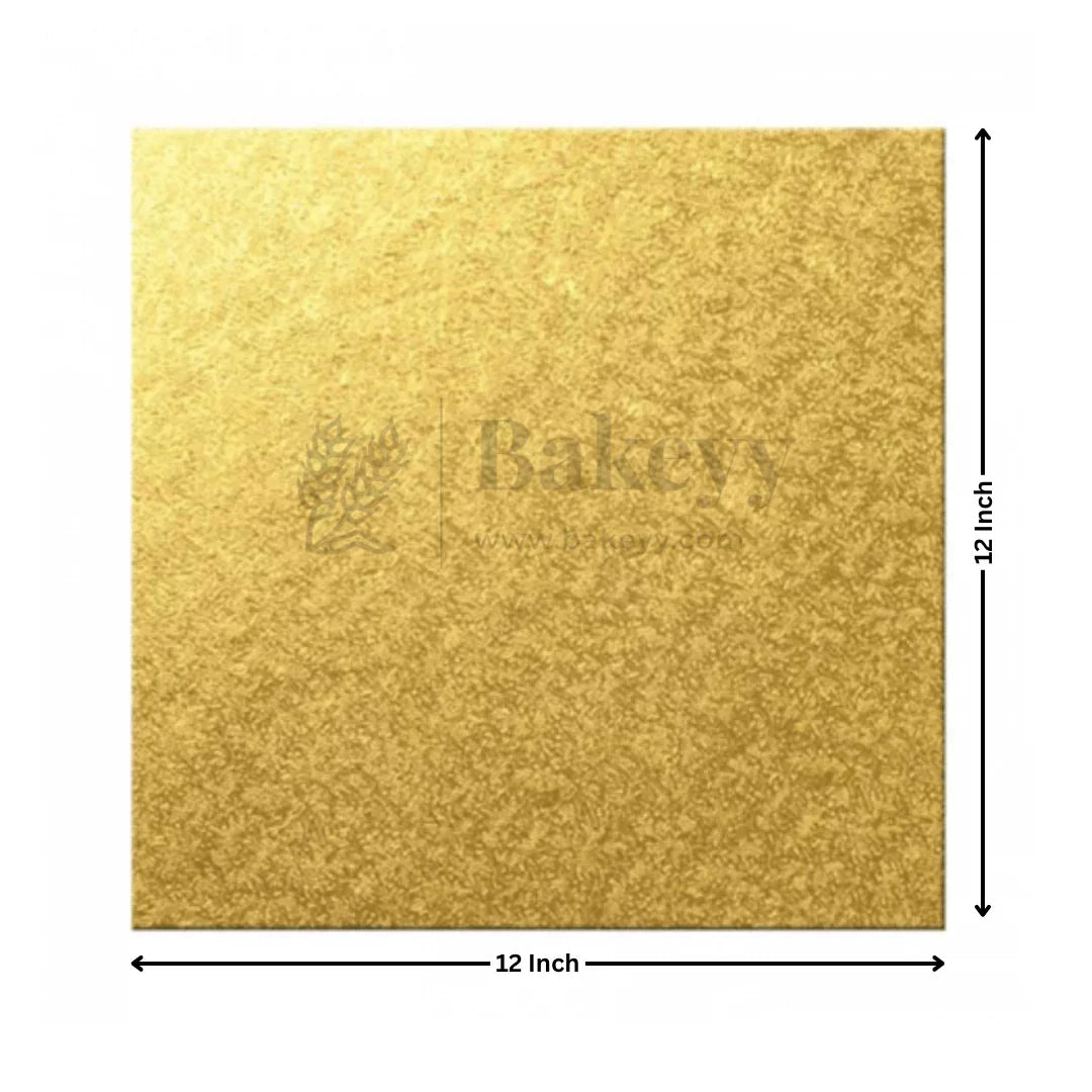 Square Gold Cake Base | Cake Board | Display Board for Cakes - Bakeyy.com - India - Square Gold Cake Base | Cake Board | Display Board for Cakes - 12 Inch | Pack of 25