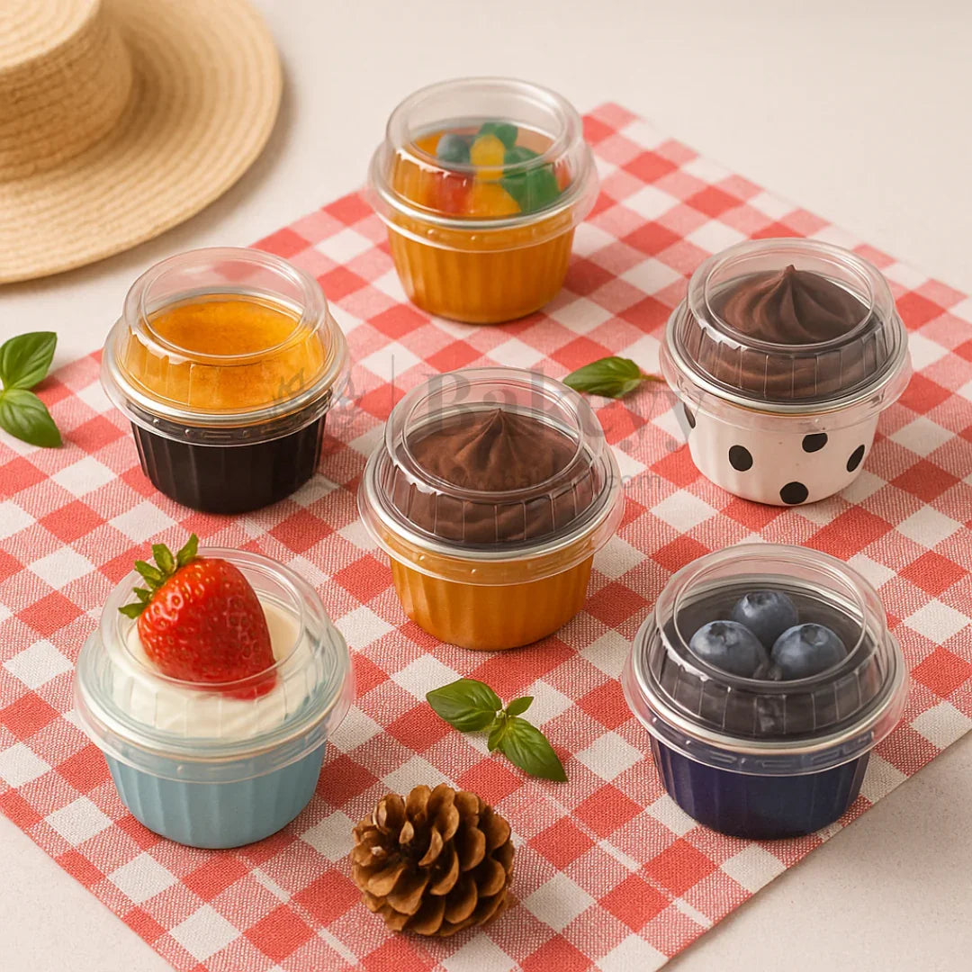 Aluminum Foil Baking Containers with Transparent Lid | Round Tins | Bake N Serve | Pack of 100