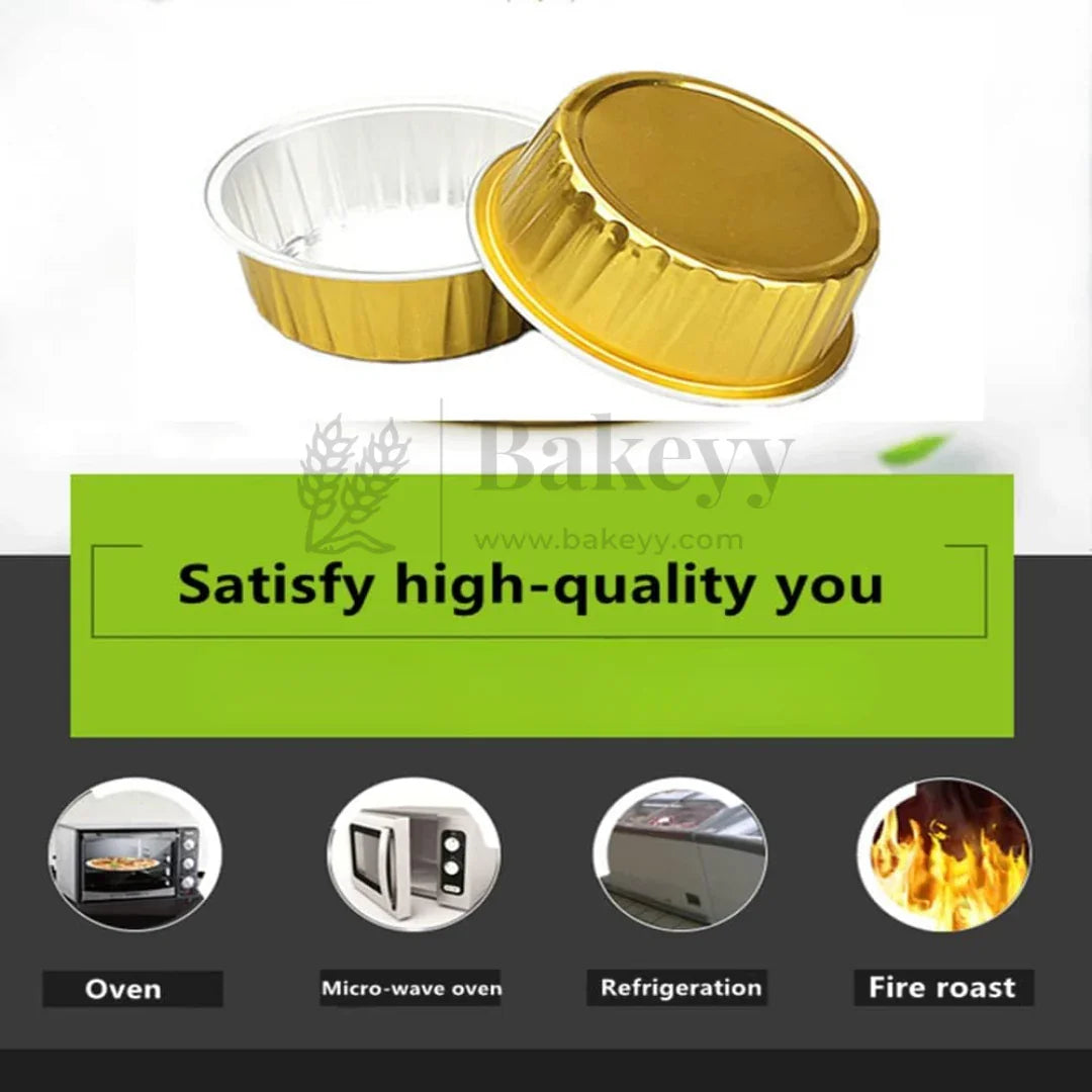 Aluminum Foil Baking Containers with Transparent Lid | Round Tins | Bake N Serve | Pack of 100