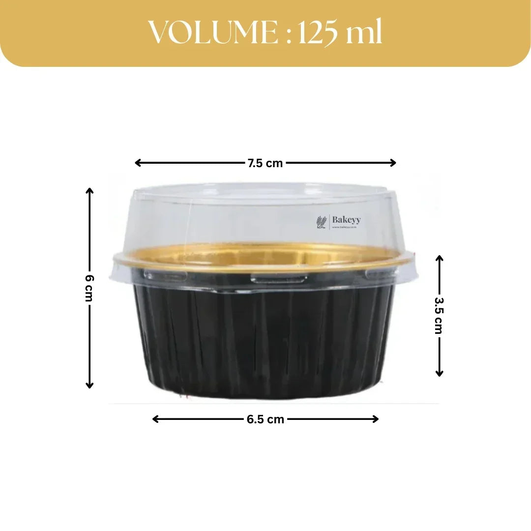 Aluminum Foil Baking Containers with Transparent Lid | Round Tins | Bake N Serve | Pack of 100 - Bakeyy.com - India - Aluminum Foil Baking Containers with Transparent Lid | Round Tins | Bake N Serve | Pack of 100 - Gold / 55 ml 800.00