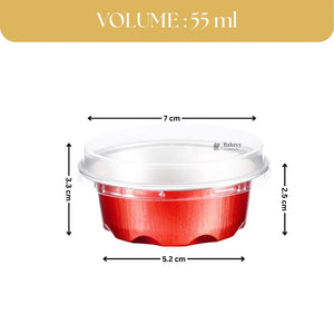 Aluminum Foil Baking Containers with Transparent Lid | Round Tins | Bake N Serve | Pack of 100 - Bakeyy.com - India - Aluminum Foil Baking Containers with Transparent Lid | Round Tins | Bake N Serve | Pack of 100 - Gold / 55 ml 800.00