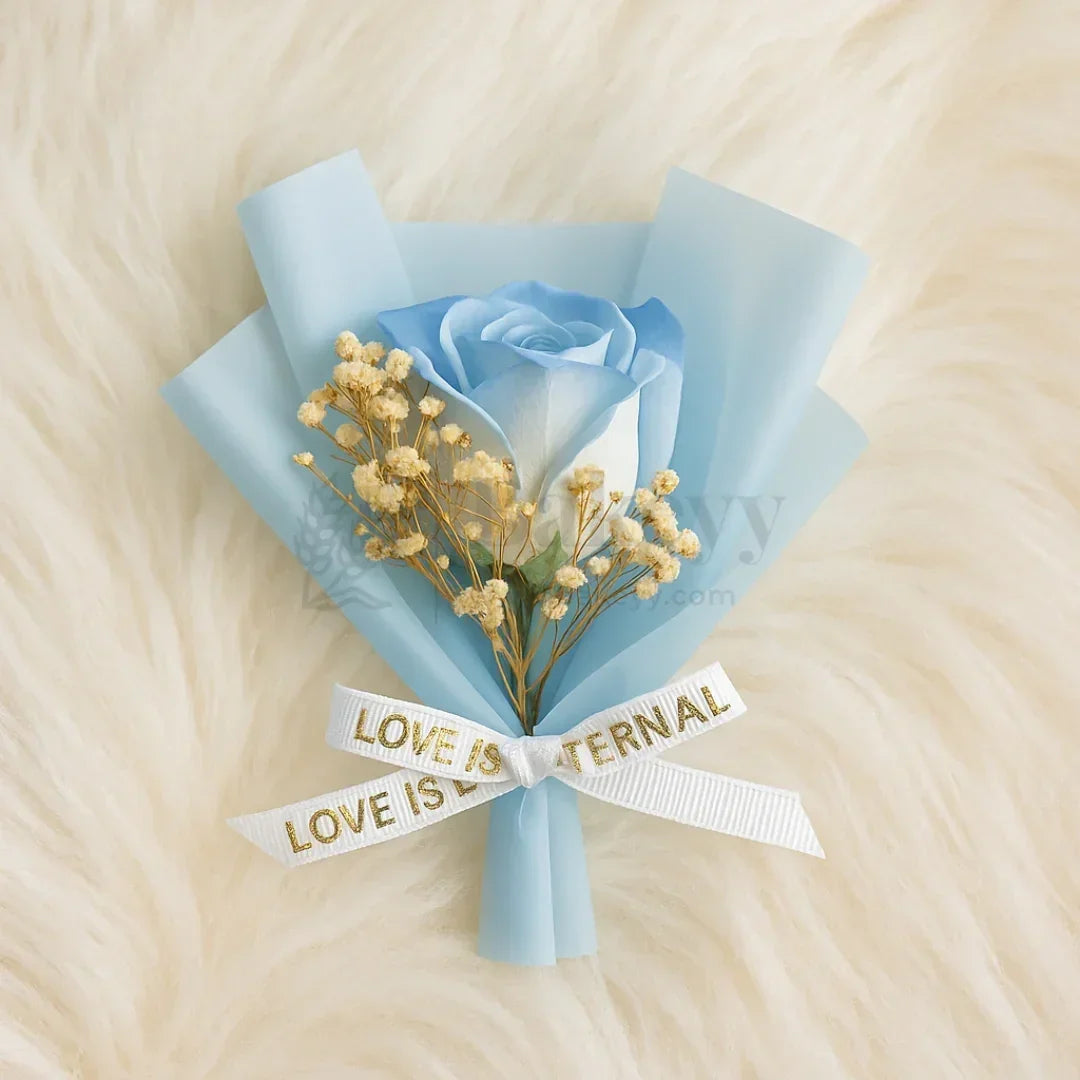 Small Artificial Flower Bouquet | 1 Piece - Bakeyy.com - India - Small Artificial Flower Bouquet | 1 Piece - Light Blue 130.00