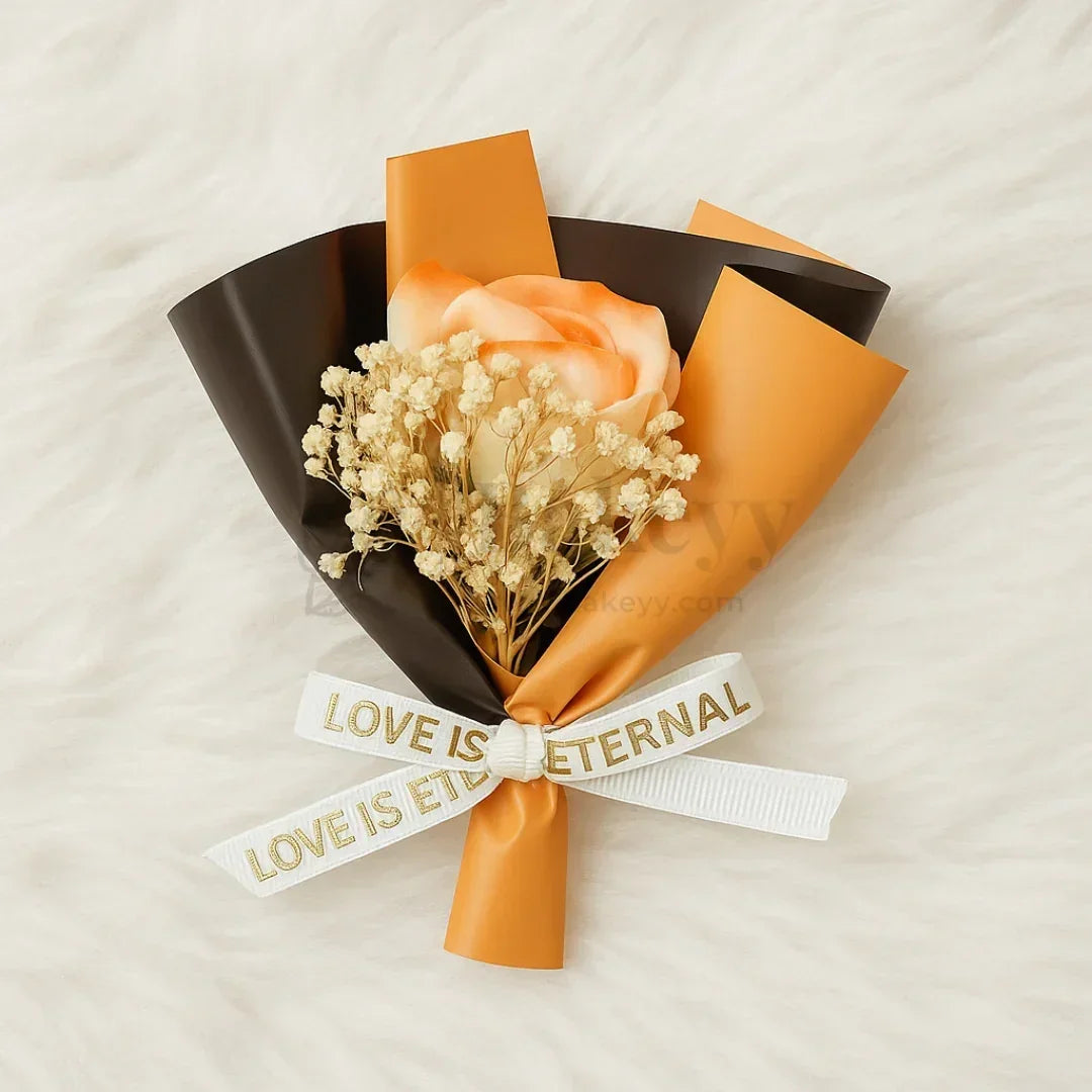 Small Artificial Flower Bouquet | 1 Piece - Bakeyy.com - India - Small Artificial Flower Bouquet | 1 Piece - Black-Orange 130.00