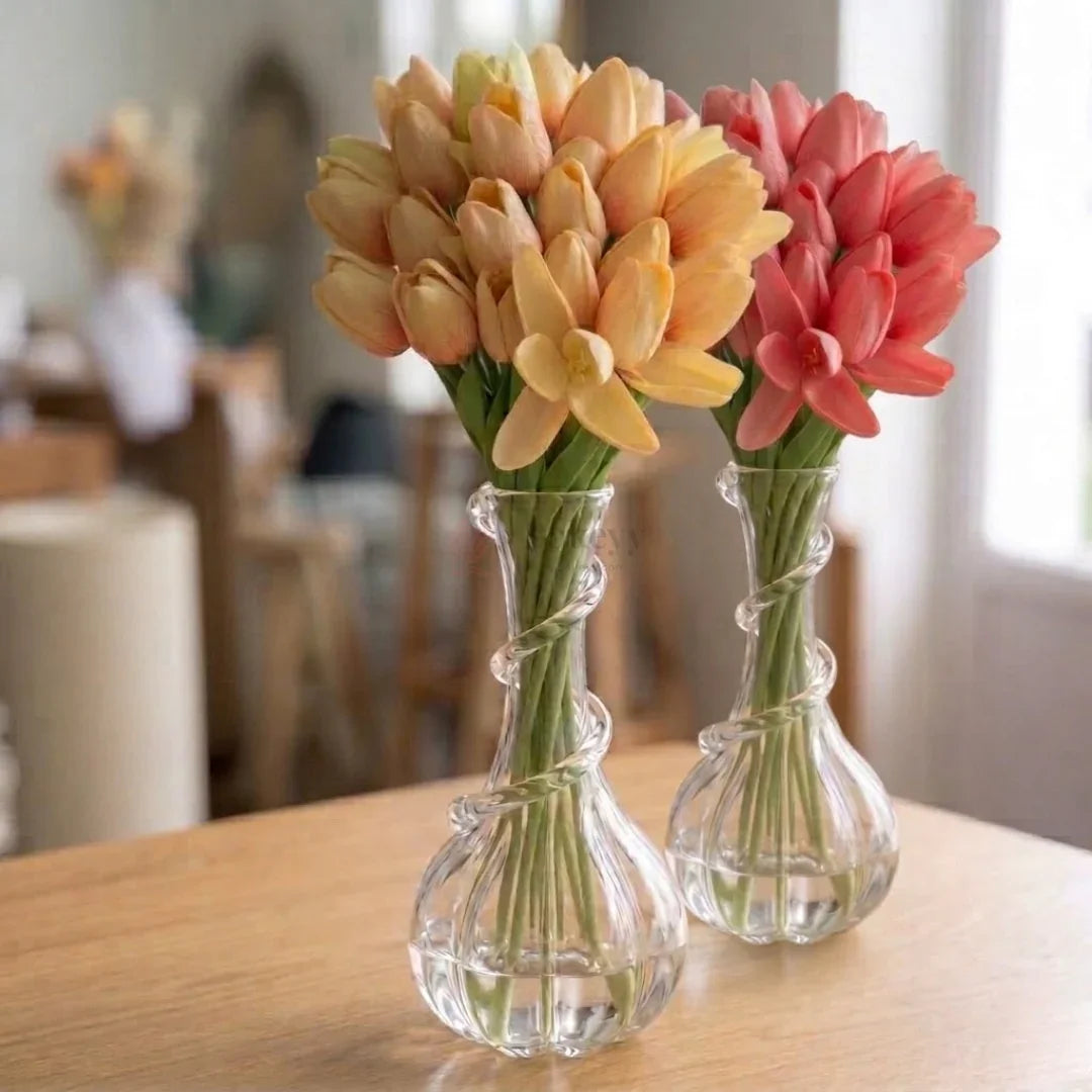 Artificial Peach Tulip Bouquet Elegant Home Decor | Pack of 1