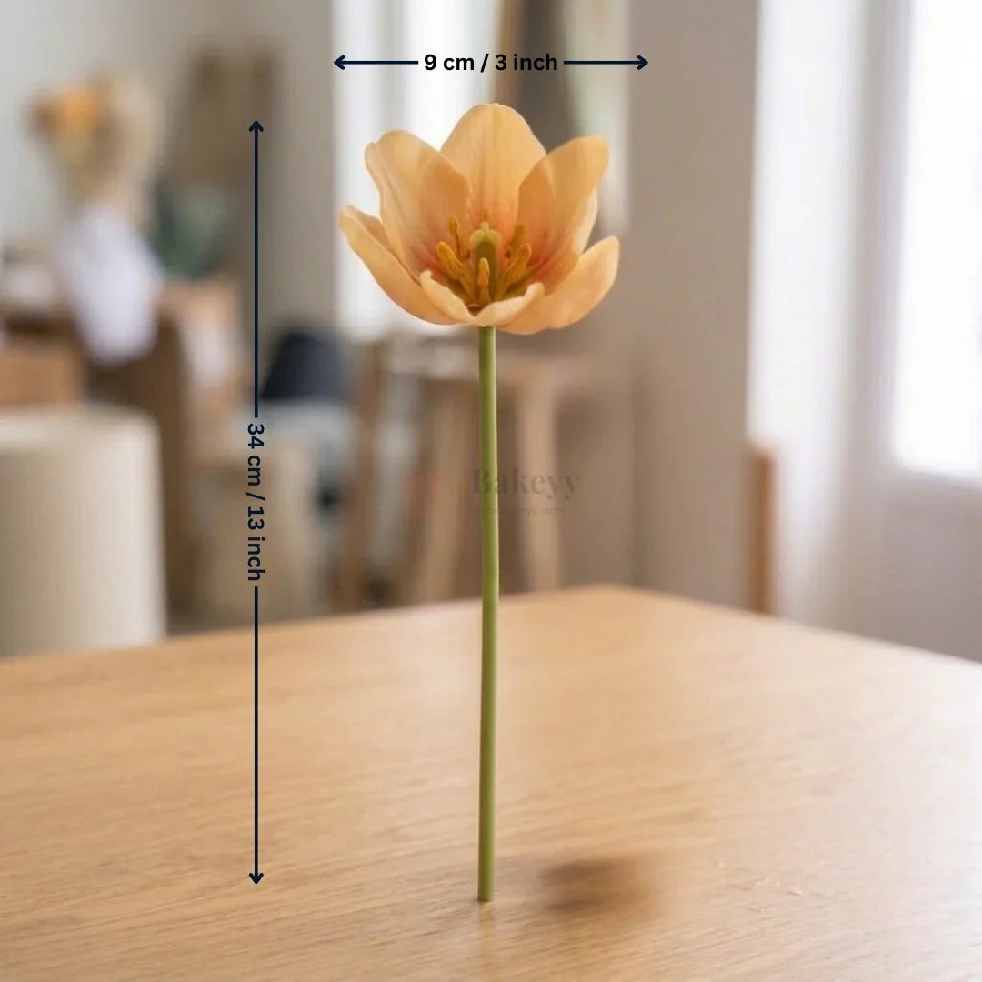 Artificial Peach Tulip Bouquet Elegant Home Decor | Pack of 1