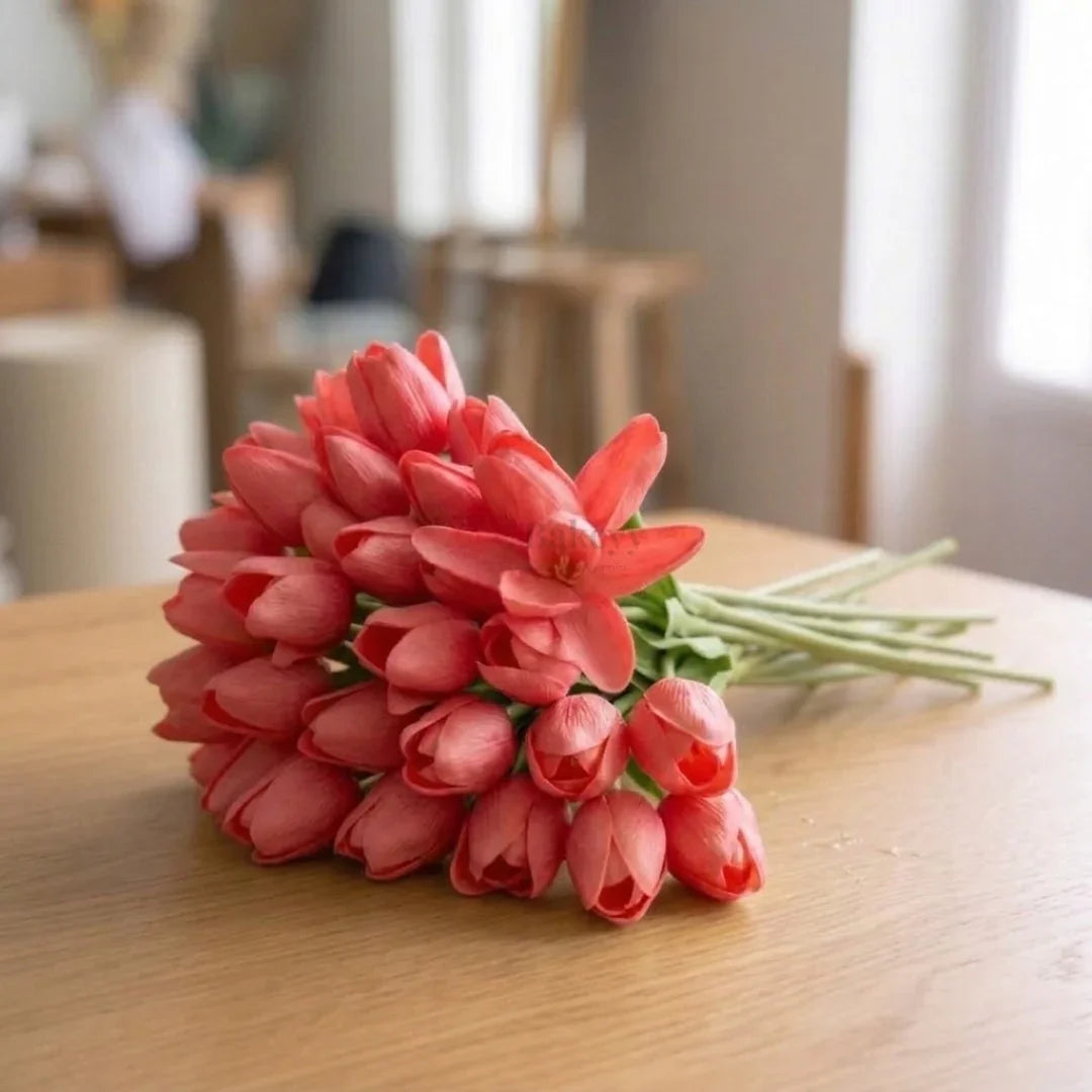 Artificial_Peach_Tulip_Bouquet_Elegant_Home_Decor_2 - Bakeyy.com