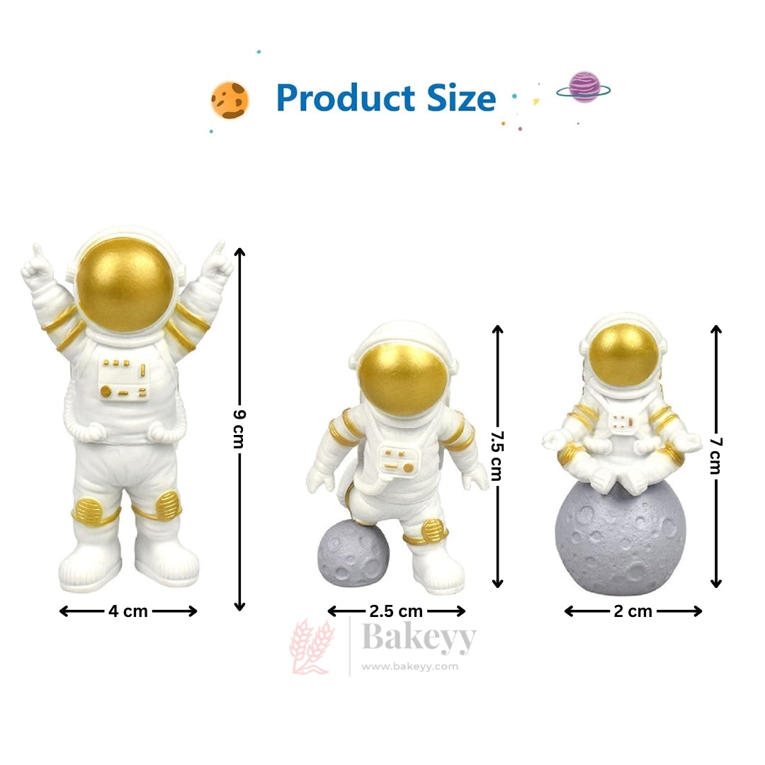 Astronaut Cake Topper Set | Gold, Silver & Blue Variants | Space Theme Decoration | Pack of 1