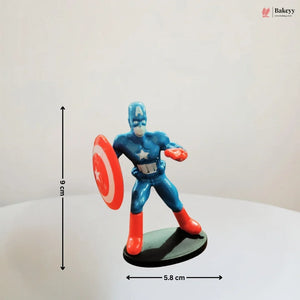 Captain America figurine with measurements on a white background