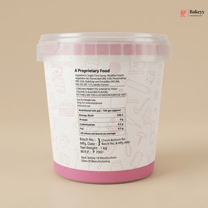 Container with a label on a beige background