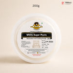Bakeey white sugar paste container with label on a beige background