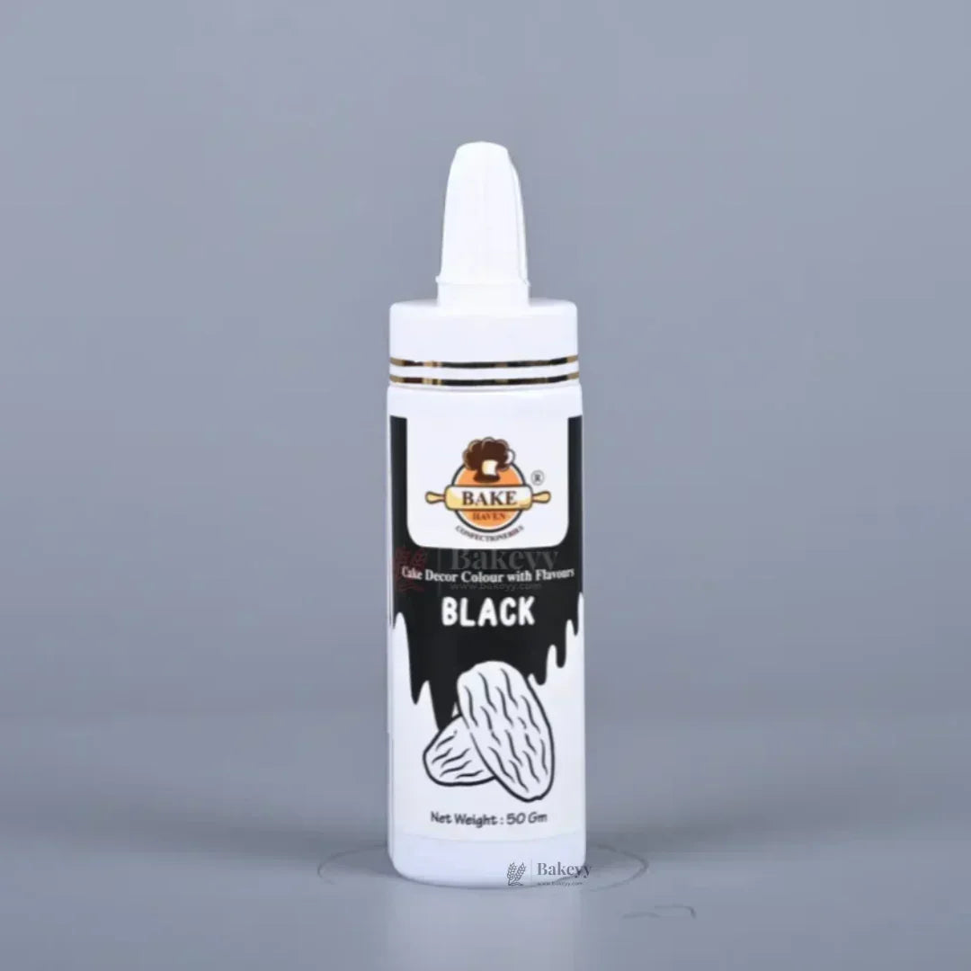 Black edible spray color bottle for cake decorating from Bakeyy.com baking supplies