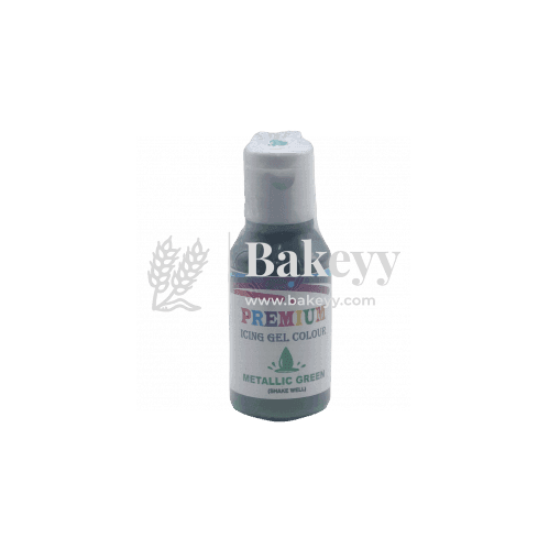 Bakeyy metallic green icing gel color bottle for cake decorating and baking supplies