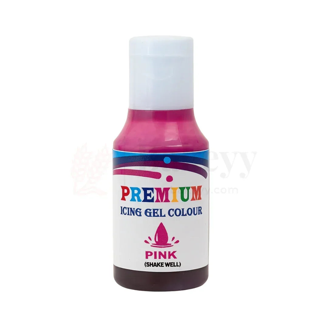 Premium pink icing gel colour bottle for baking from Bakeyy wholesale shop