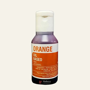 Orange oil based food colouring bottle from Bakeyy.com, baking supply India