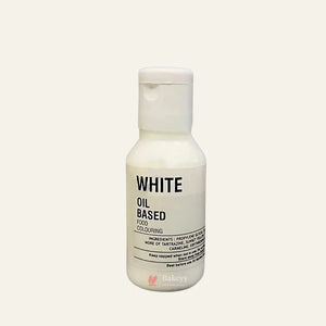 White oil based food coloring bottle from Bakeyy, baking and cake supplies India.