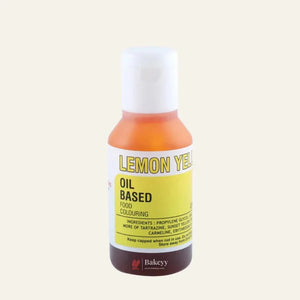 Lemon yellow oil-based food coloring bottle from Bakeyy.com for baking supplies