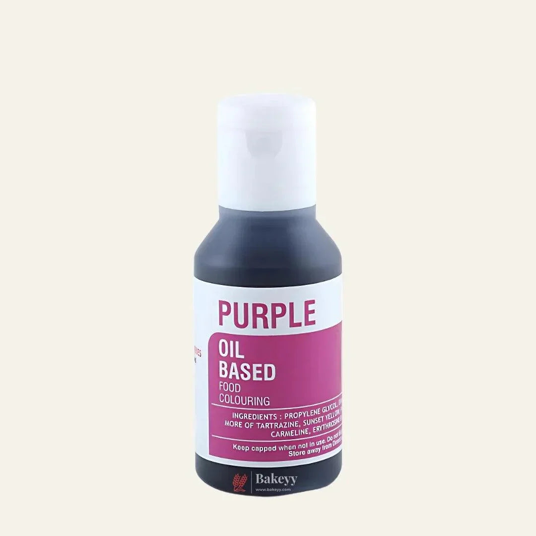 Bakeyy oil based purple food colouring bottle for baking and cake decoration