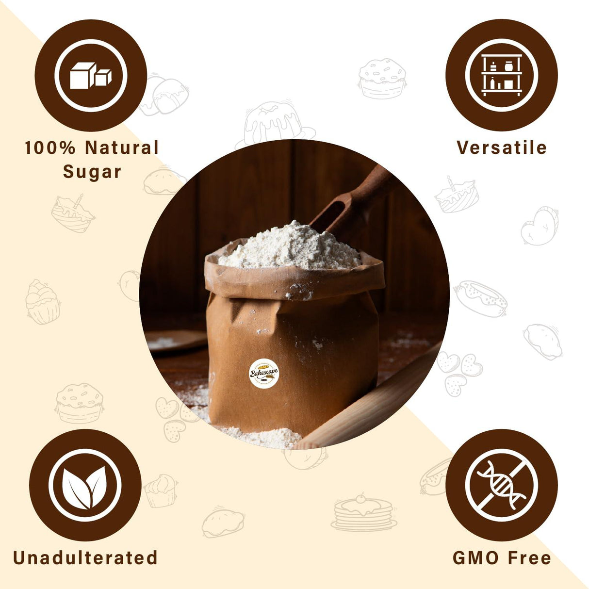 Bakescape Premium Icing Sugar 1 KG | Dusting, Frosting, Icing, & Thickening, Perfect for Decorating Cakes, Cookies, & Other Baked Goods - Bakeyy.com - India - Bakescape Premium Icing Sugar 1 KG | Dusting, Frosting, Icing, & Thickening, Perfect for Decorating Cakes, Cookies, & Other Baked Goods - Default Title