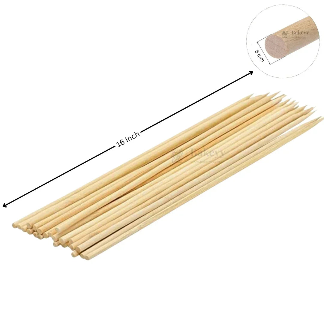 Bakeyy bamboo skewers 16 inch long, 5mm thick, ideal for baking and hamper making.
