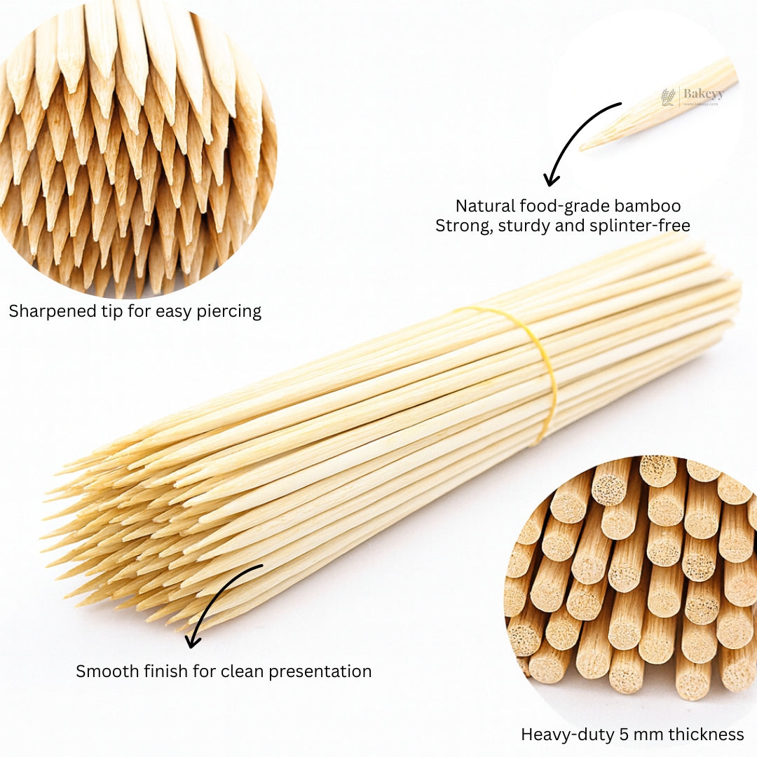 5 mm Thick | Bamboo Skewers | Multiple Sizes Available | Wood Skewer | Wooden Stick | Pack Of 40