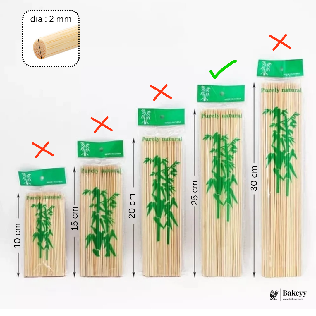 2 mm | Bamboo Skewers | Wooden Skewer | Wooden Stick | Pack of 60