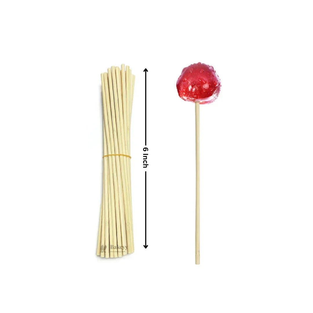 Bakeyy 6 inch bamboo lollipop sticks for cake pops, baking, and candy making
