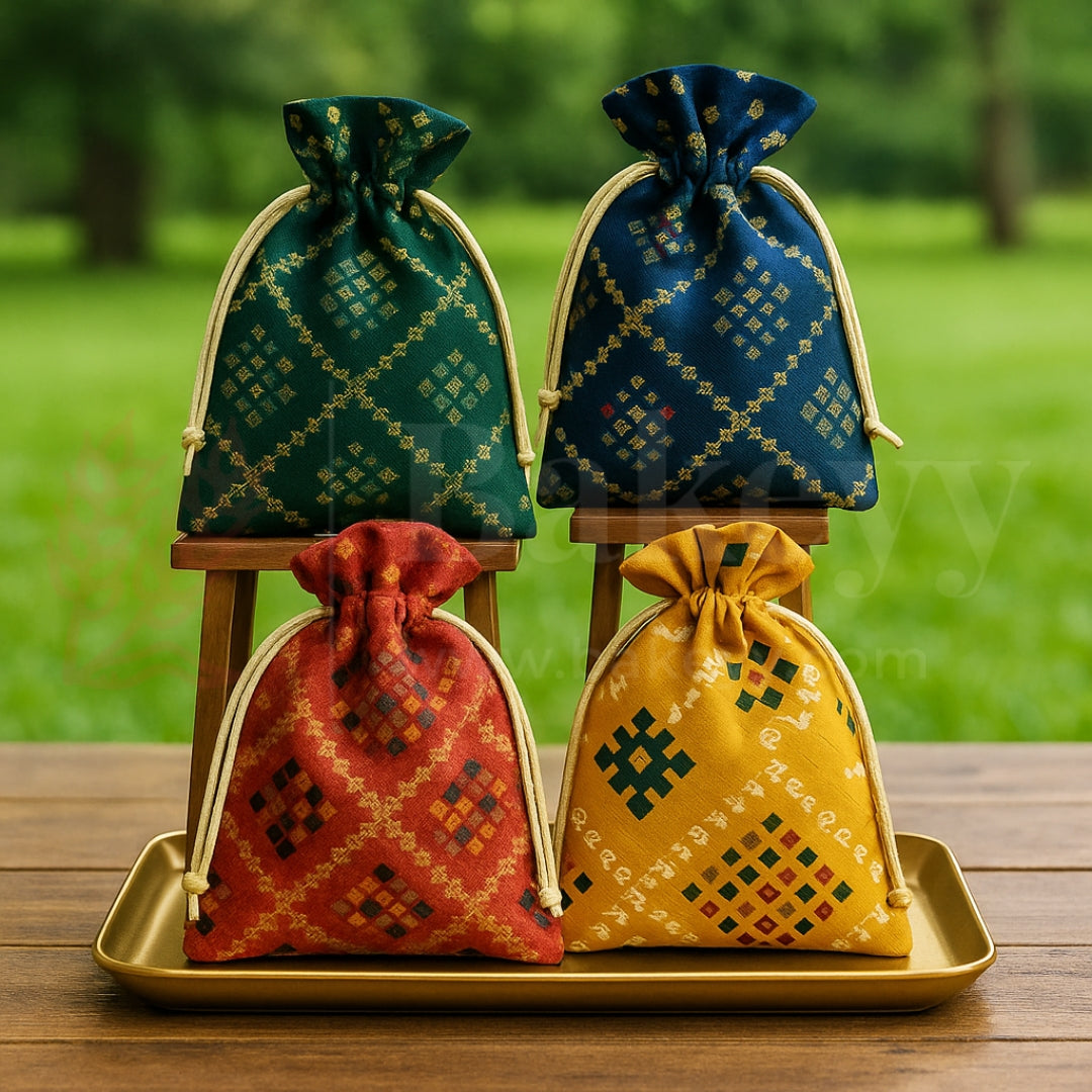 Bandhini Print Potli Bags | Perfect for Festive Gifting | Pack of 10